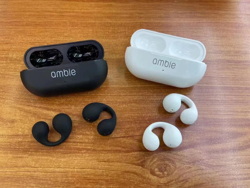 Ambie Wireless Ear Clip Bone Conduction Headphones 2023 Upgrade Open Ear Earbuds Wireless 5.2 Bluetooth Earphones for Running, Sports, Cycling, Driving