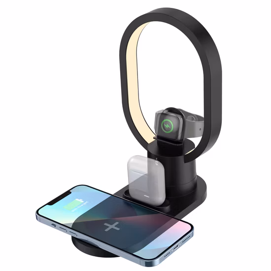 15W高速ワイヤレス携帯電話充電器、タッチコントロールLEDナイトライトデスクリングランプ付き