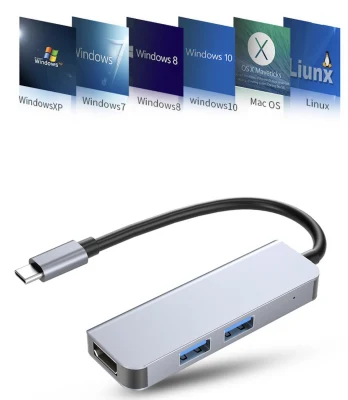 4K HD USB3.0 ハブ Type-C USB-C 3in1 (XH-HUB-323) をサポート