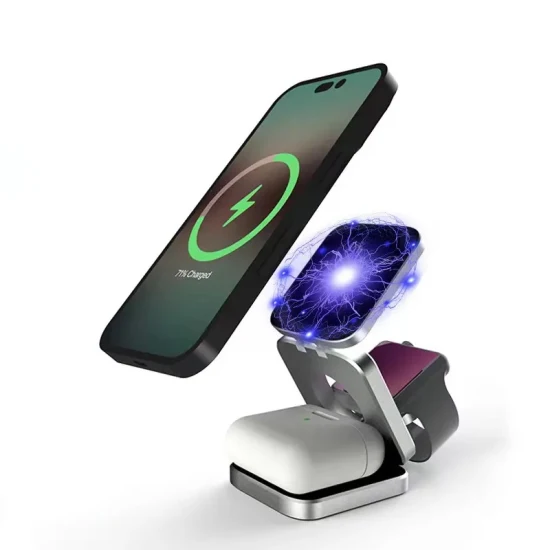 Amazon ベストセラー: 3 in 1 折りたたみ式強力磁気ワイヤレス Qi 電話充電器 iPhone 14/13/12 対応